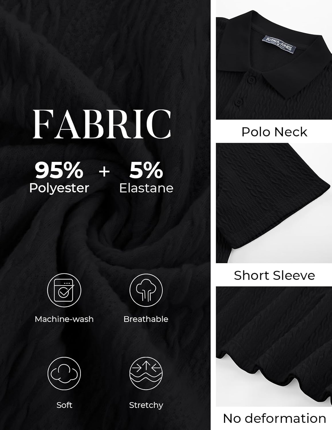 PJ PAUL JONES Mens Polo Shirts Short Sleeve Casual Collared Summer Vacation Shirts Golf Polo Shirts - Image 4