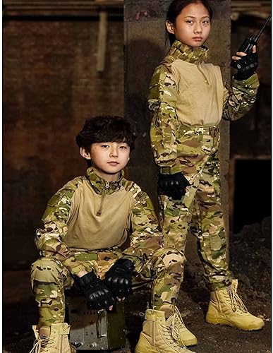 Miniatura 3 de HARGLESMAN Trajes militares tácticos para niños, camisa y pantalones de combate de Amry de manga larga