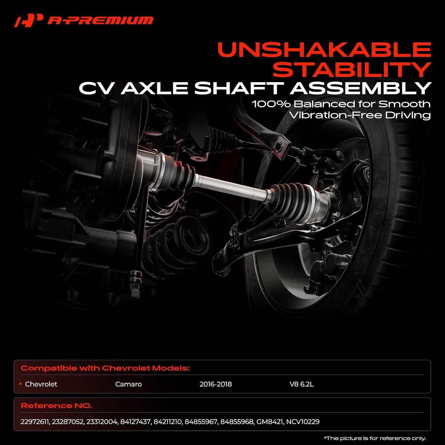 A-Premium CV Axle Shaft Assembly Compatible with Chevrolet Camaro 2016 2017 2018 6.2L, Rear Right Passenger Side, Replace# 22972611, 23287052