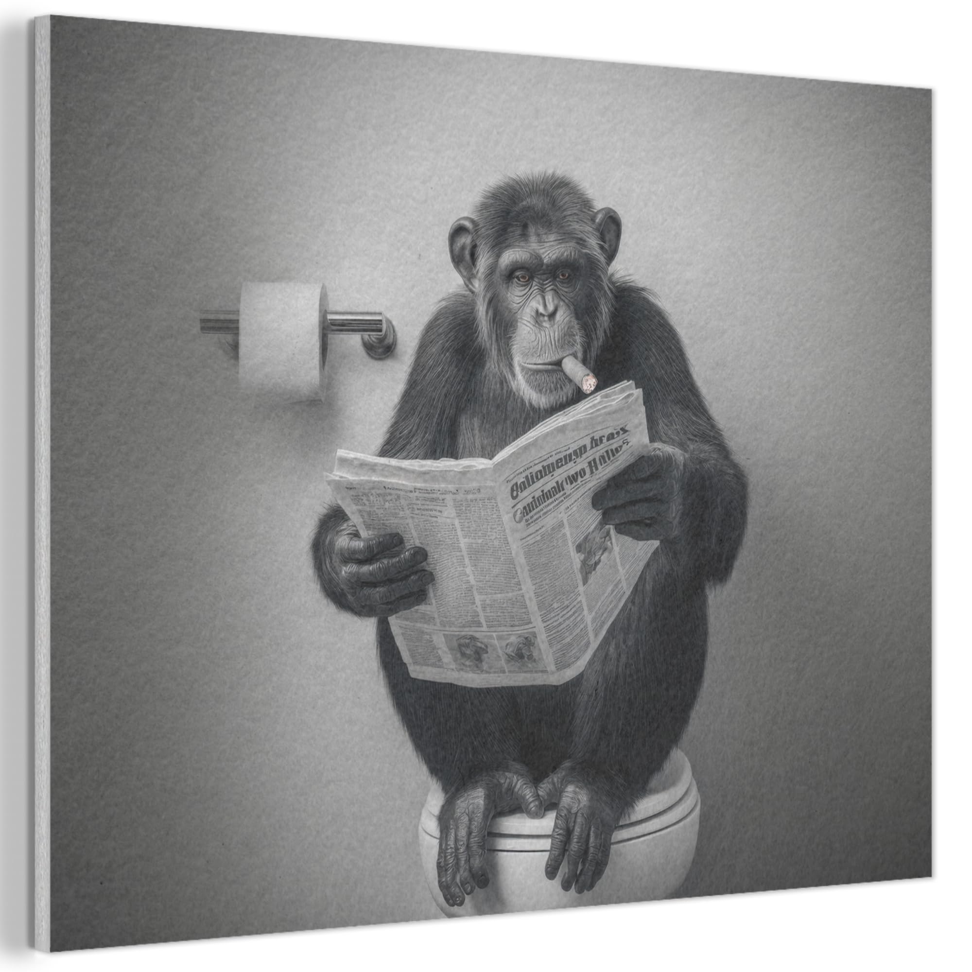 MuchoWow© Felt Panel 40x30 cm Room Style Piece Wallfillers Visual Display Decoration Wall Art Toilet - Chimpanzee - Newspaper - Cigar