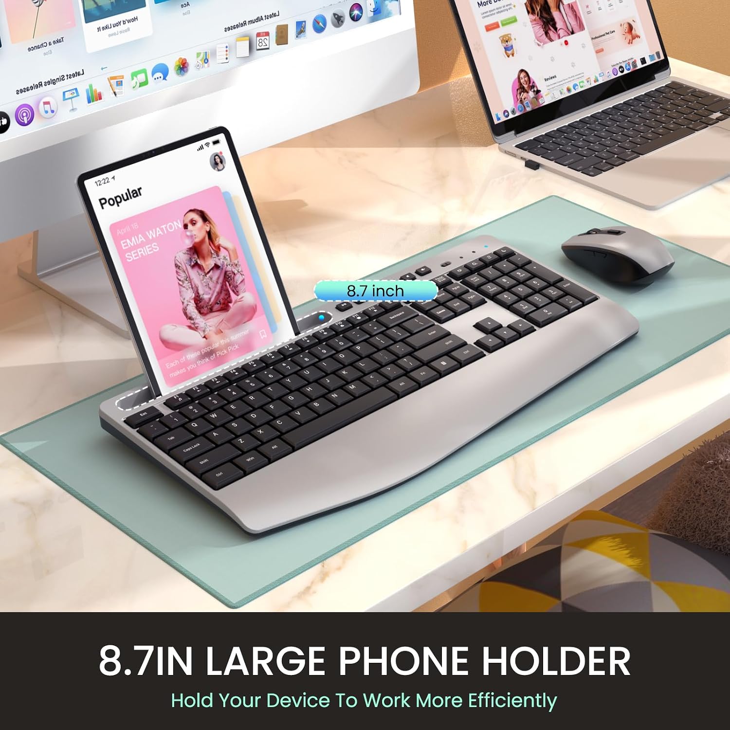 LIZRROT keyboard with phone in integrated holder