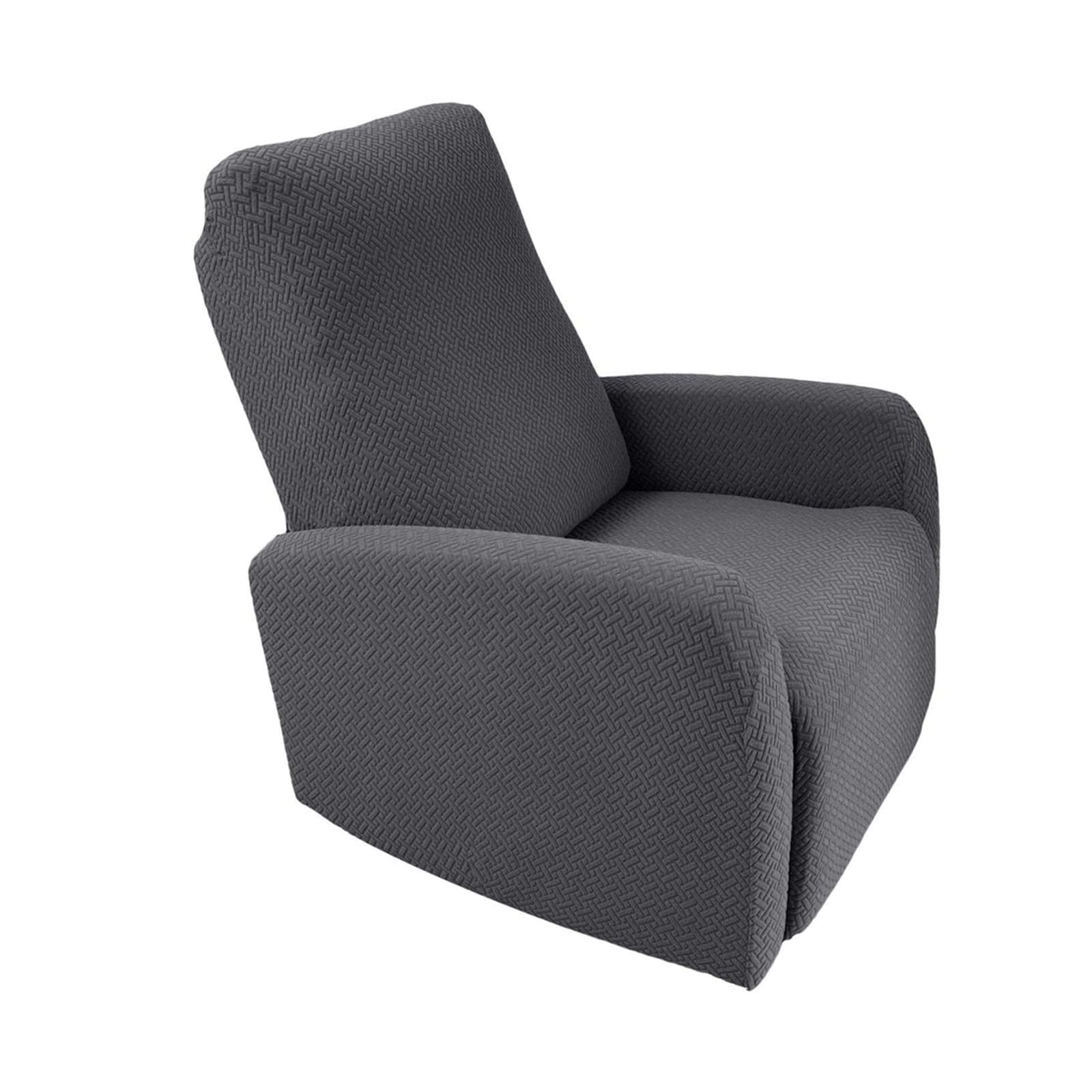 Funda reclinable elástica de jacquard en 4 piezas para sillón relax gris oscuro