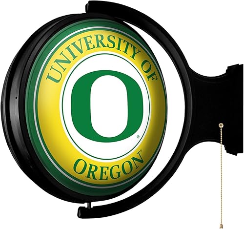 Miniatura 2 de Oregon Ducks letrero de pared giratorio redondo iluminado Decoración universitaria para el hogar, sala de juegos, cueva de ventiladores y garaje,
