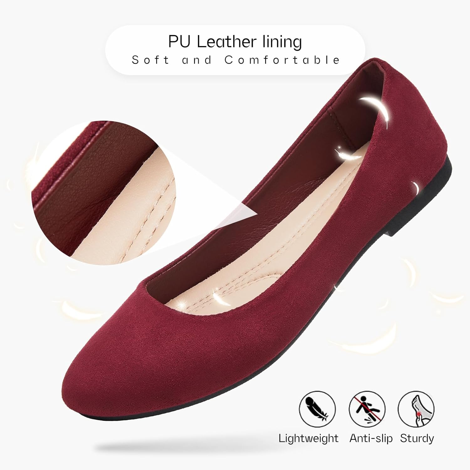 Shupua Flats for Women Round Toe Flat Shoes Dressy Black Ballet Flats Comfortable Womens Dress Shoes Ballerina Flats for Work - Image 7