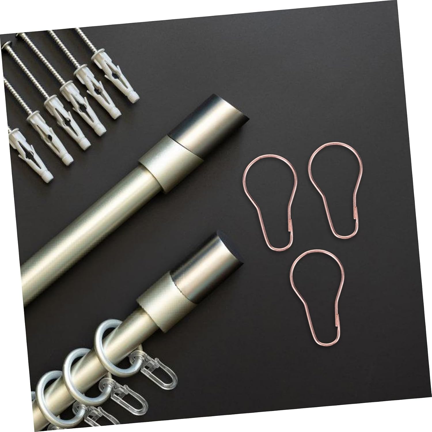 20pcs Shower Curtain Hooks Rings Rustproof Metal Curtain Holders for Bathroom and Kitchen Easy to Install Rose Gold Drapery Hangers