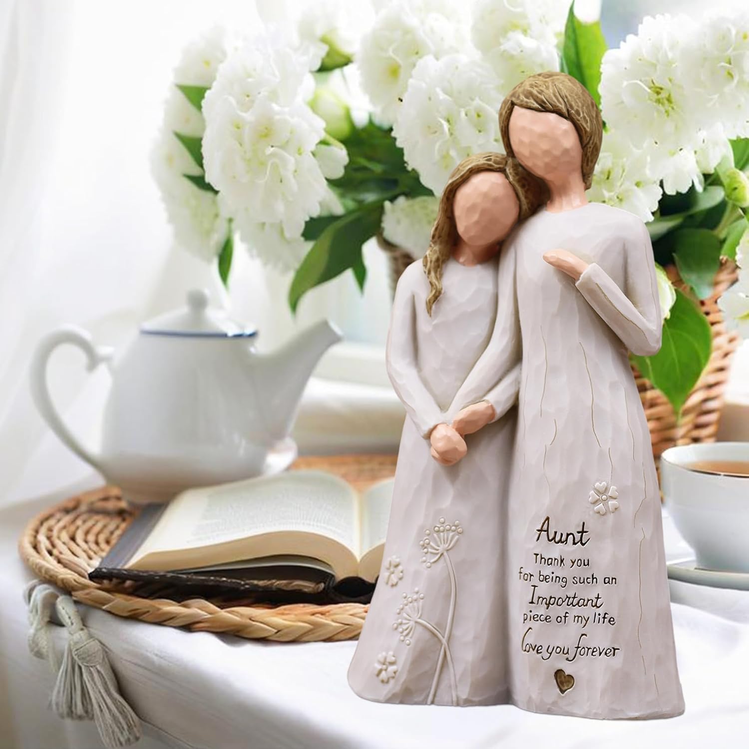 Aunt Birthday Gifts, Gifts for Aunts from Niece, Auntie Gift Ideas, Best Aunt Ever Gift, Aunt Niece Embrace Hand-Painted Resin Figurine - Image 3