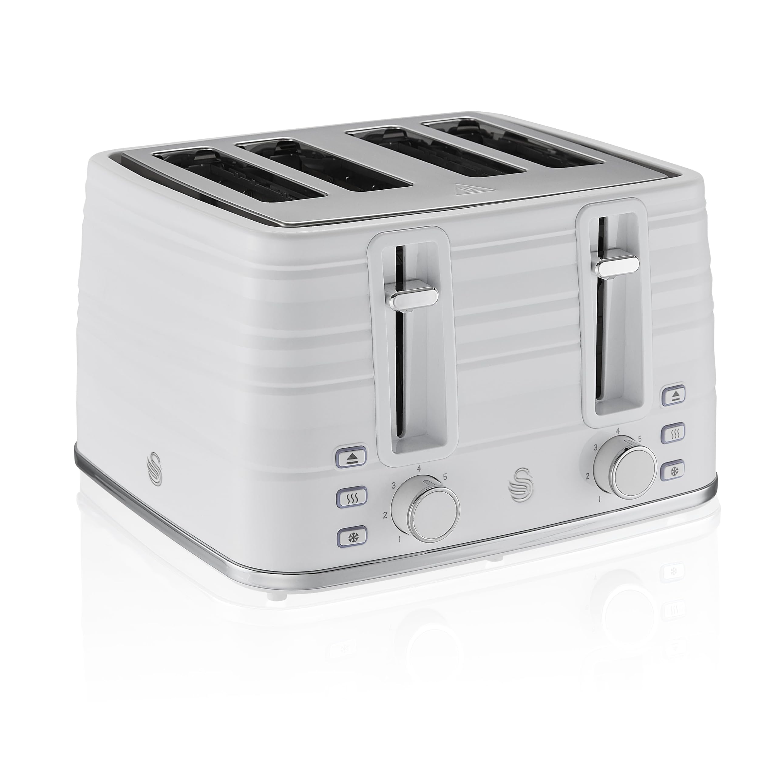 Swan Symphony, 4-slice Toaster, Browning Control, Anti-jam and High Lift Function, Stylish and Simplistic, 1600W, White, ST31054WN.