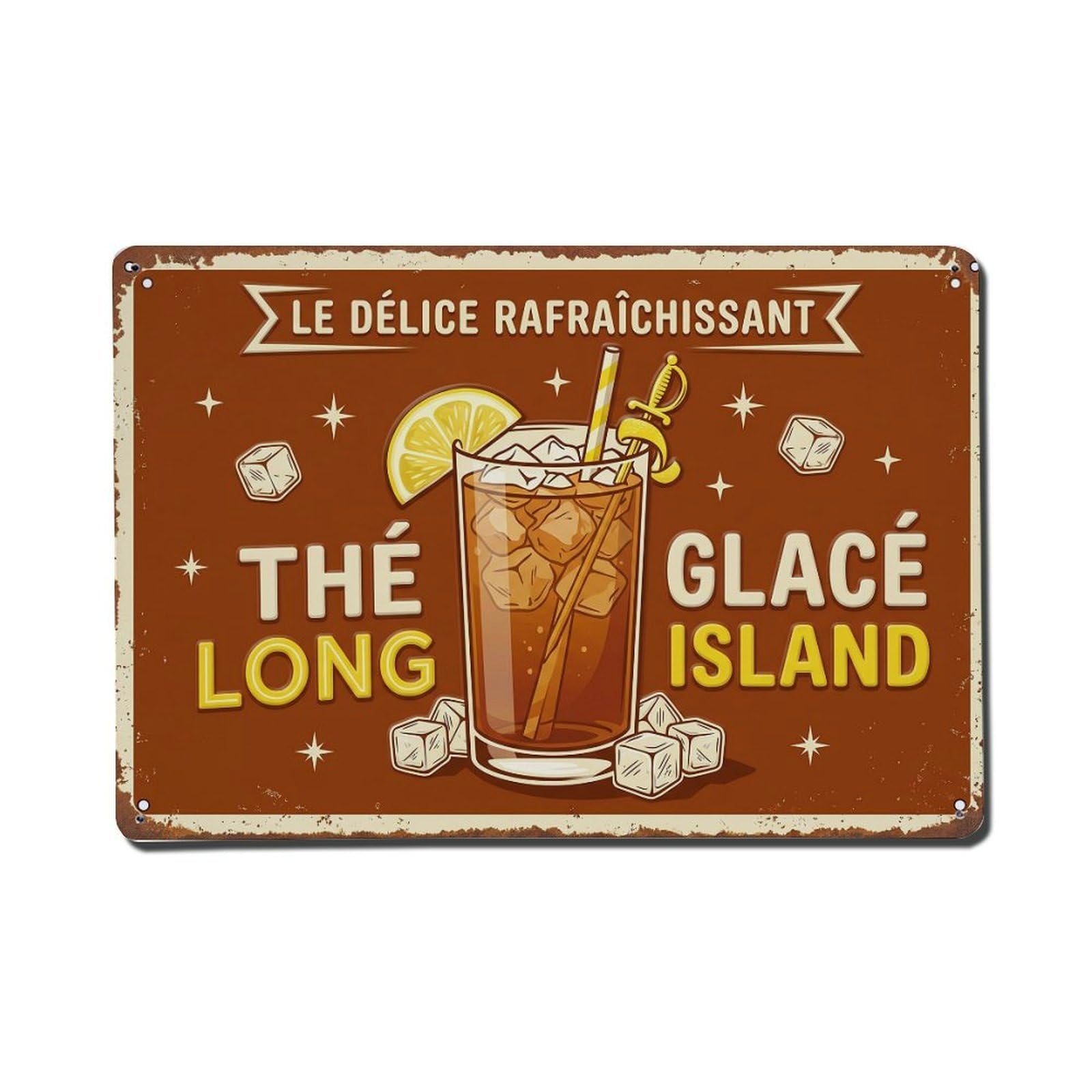 Long Island Iced Tea Romantic Evening Metal Tin Sign Plaque Wall Decor for Cafe, Club Bar, Office, Home Garden Metal Poster 8x12Inch