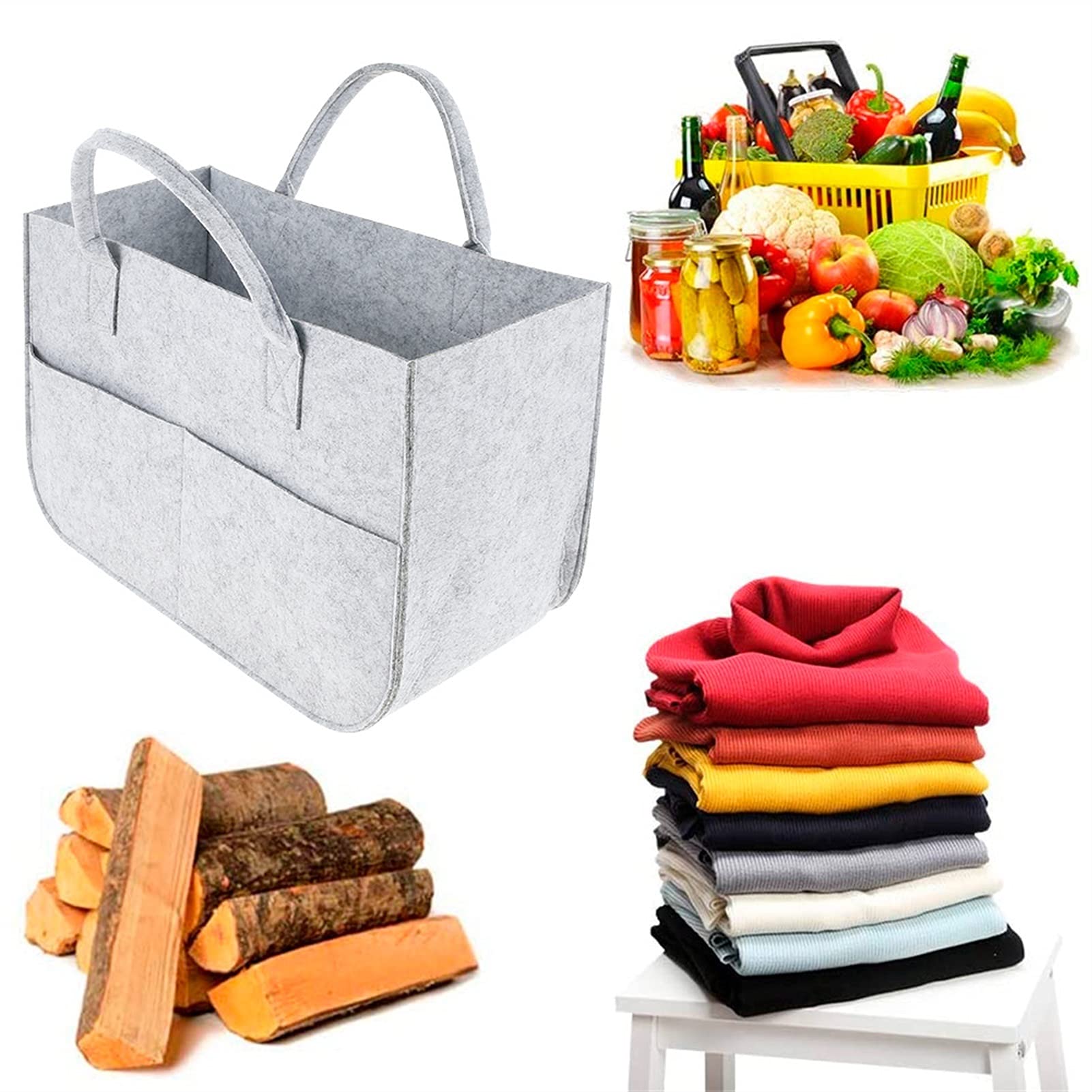 Borsa per Legna da Ardere all'aperto Sacchetto di feltro Black Camino Borsa in legno Basket Cestino Pannelli Pestalini Pocket Legno Pocket Legna Legna da ardere Basket Giornuncio Stalles Canestro Bors