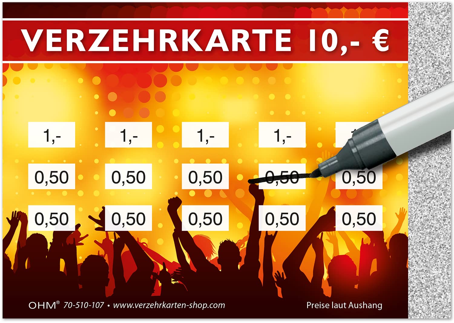 250 Verzehrkarten Event Gesamtwert 10 Euro Einzelwerte 0,50/1,- | Kopierschutz durch Hologrammstreifen, DIN A7, Bezahl-Alternative zu Wertmarken für Veranstaltungen, Vereine und Gastronomie