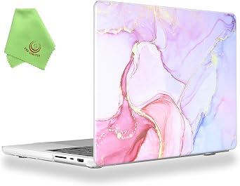 UESWILL Case Compatible with MacBook Pro 14 inch M5 M4 M3 M2 M1 Pro Max chip & Touch ID 2026-2021 Release Pattern Hard Shell Cover, Pink Marble