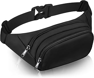 Large Fanny Pack for Women Men - Syican Waist bag with 3-Zipper Pockets, Gifts for Enjoy Sports Traveling Workout Casual Hands-Free crossbody bags Fits MAX 7.9'' iPad & 6.6'' Phone
