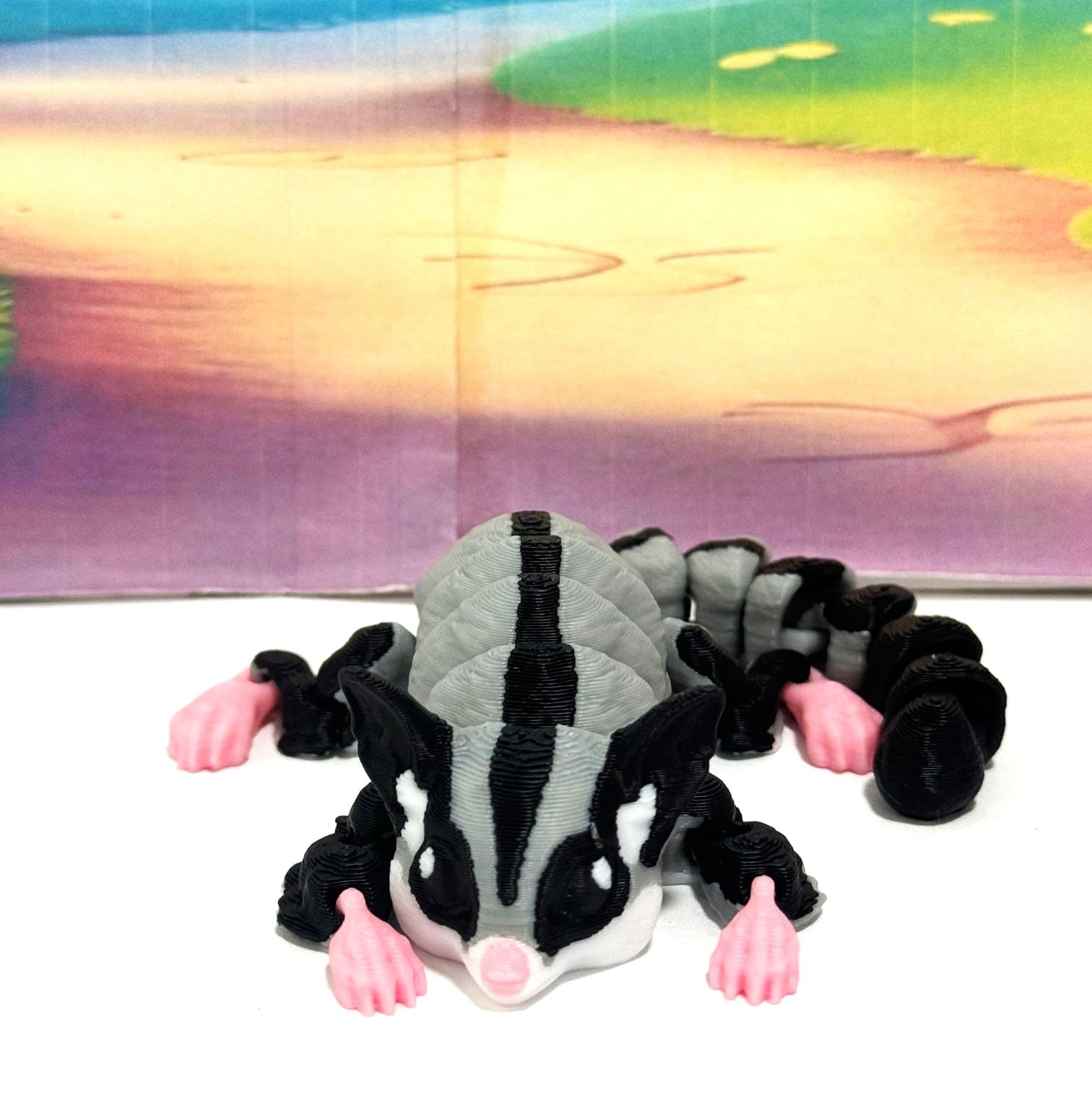 Articulating Sugar Glider Toy – 6" 3D Printed Sugar Glider Fidget Toy – Fun, Flexible & Portable Gift for Sugar Glider Lovers - 3D Printed in USA - ASG001-GRAY