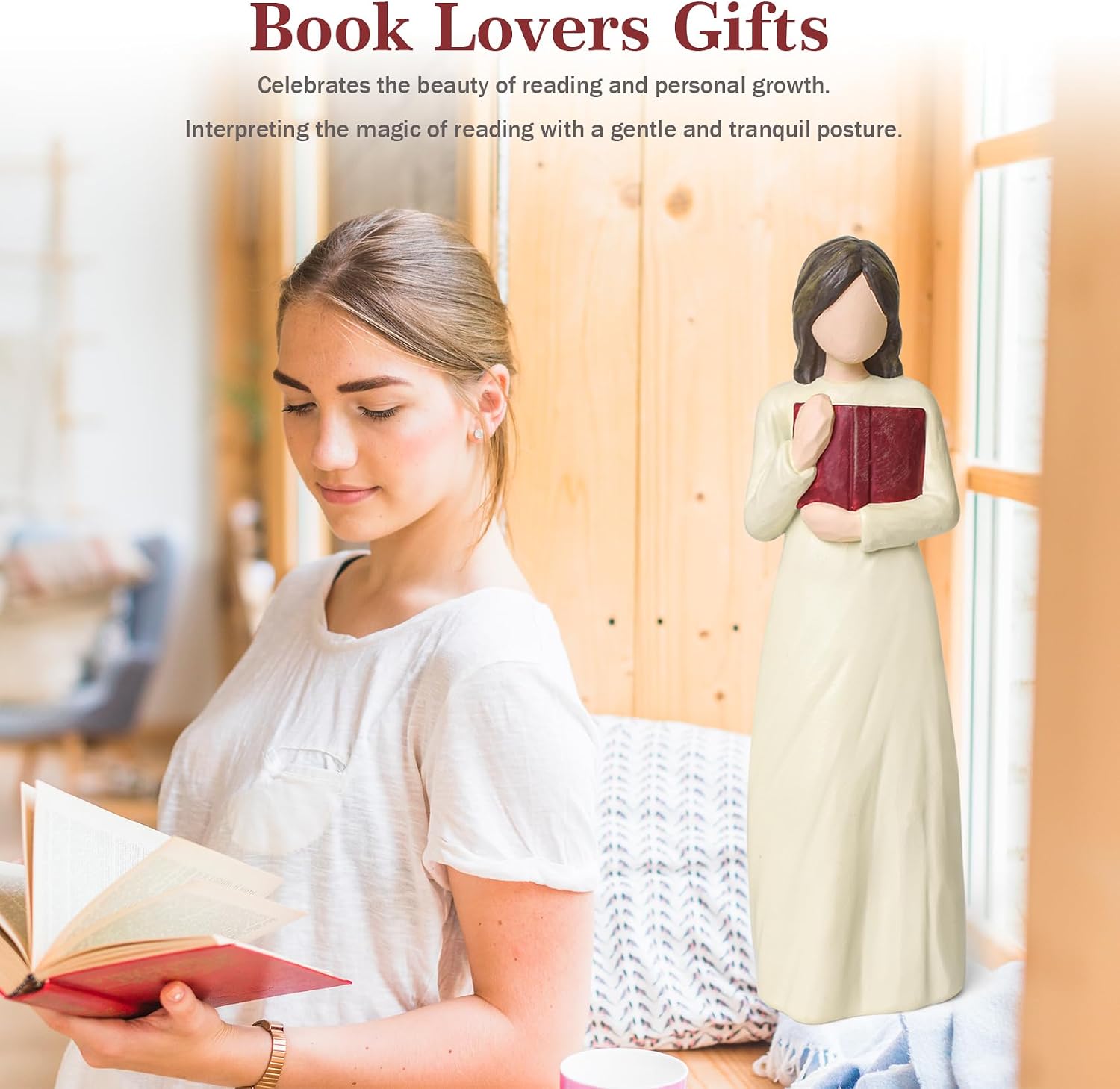 Book Lovers Gifts Bookshelf Decor Aesthetic Reading Decor Figurines image 3