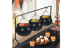 ORIENTAL CHERRY Halloween Witches Cauldron Serving Bowls on Rack