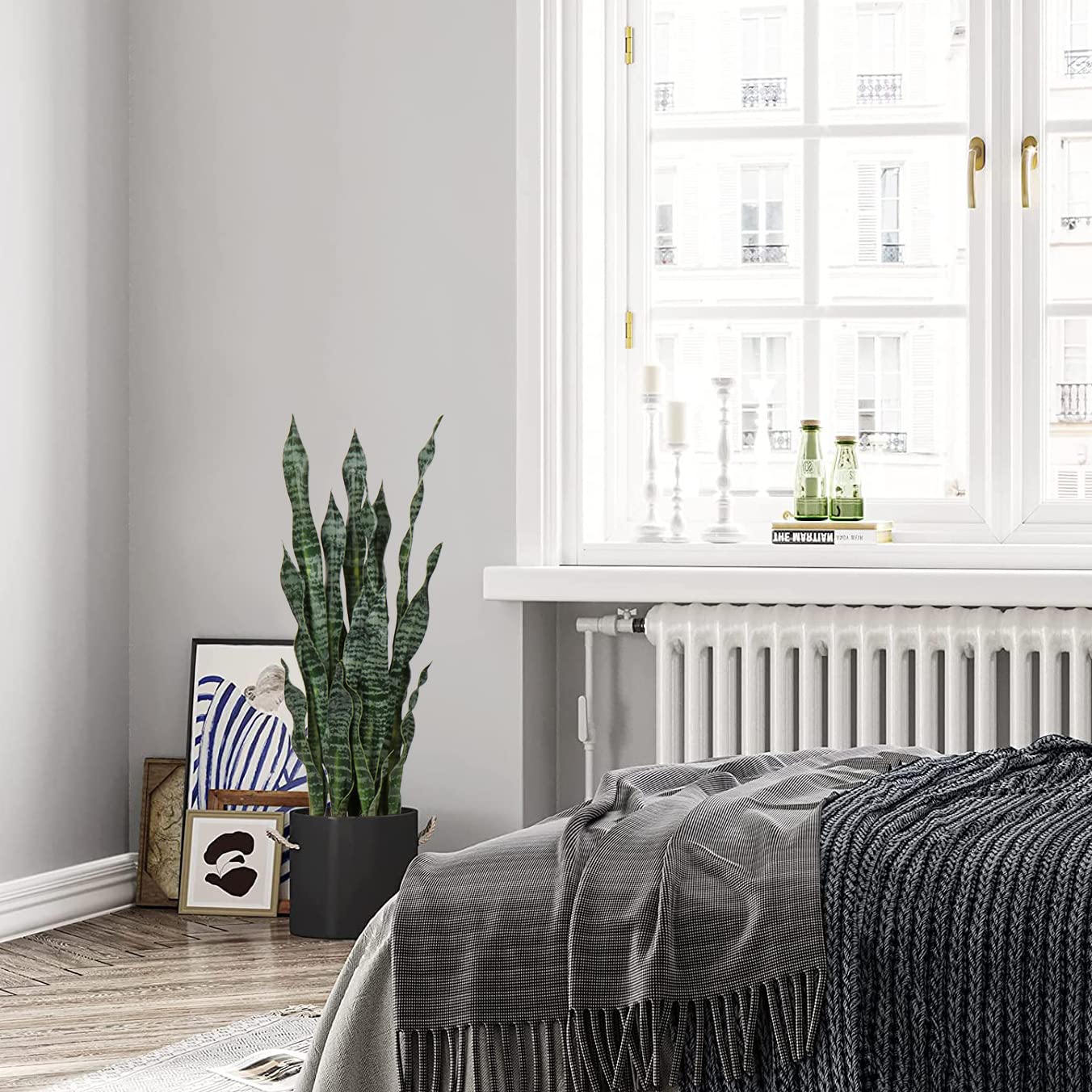 Hollyone 2PCS Künstliche Pflanzen Groß, Höhe 94 cm Künstliche Sansevieria Deko Wohnzimmer Pflanze Zimmerpflanzen Balkon Büro Deko mit 30 Blättern, Künstliche Pflanze für den Heimgarten Bürodekoration