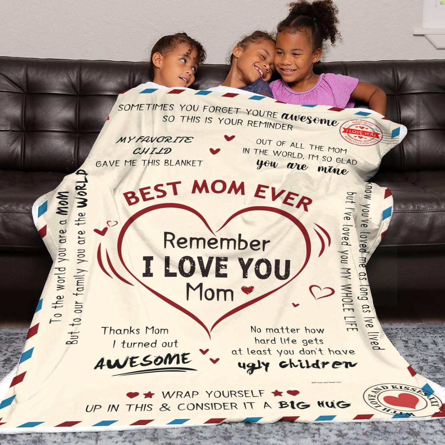 Mom Blanket 60"x50",Best Mom Ever Gifts, Mommy Gifts from Daughter Son,Mother Birthday Gifts,Mom Gifts for Christmas, Mother's Day,I Love You Mom Blanket - Image 5