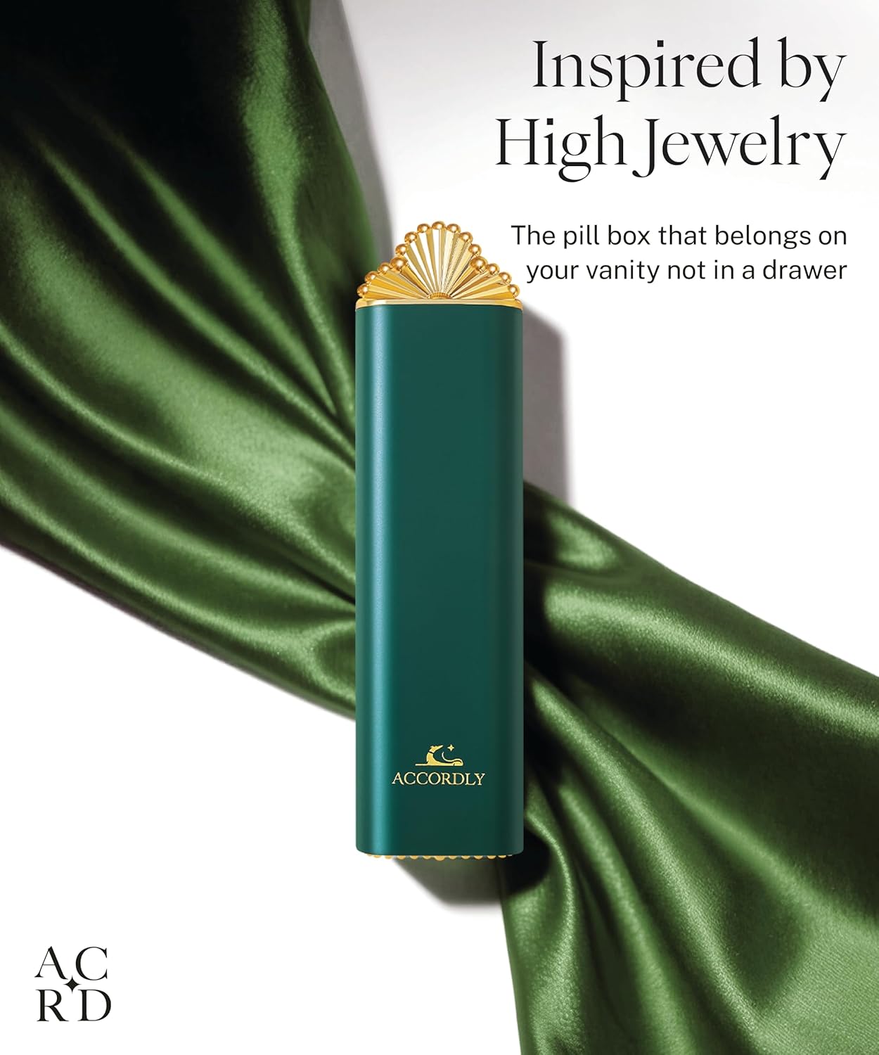 Premium Weekly Pill Organizer, 7-Day Compact Pill Case for Purse, Lightweight Gold Aluminum Pill Box for Vitamins, Medicine, Supplements, Luxury Wellness Gift