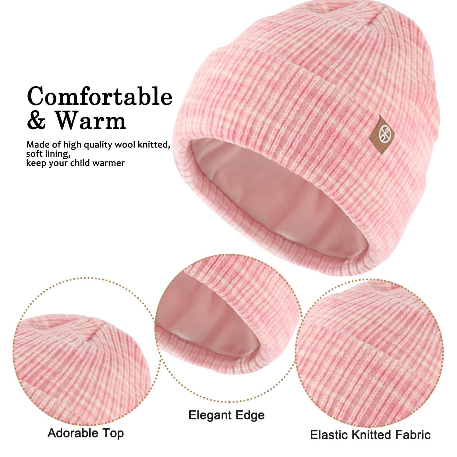 Enwokran Ensemble de Bonnet Écharpe Gants 3 en 1 pour Enfant- Bonnet en Tricot Thermique Tricoté Tour de Cou Chaud Gant Écran Tactile Set Accessoires D'hiver pour Fille Garçon 5-12
