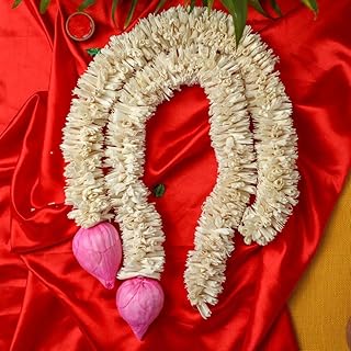 Indian Lilly with Pink Lotus Bud - Artificial Flowers Lily Lotus Décor Hanging - Indian Pooja Decorations for Festival Diwali, Holidays, Backdrop, Parties, Wedding, Garden-3 Ft (Pack of 2)