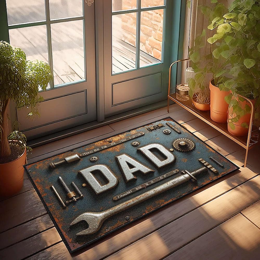 Tapis entrée extérieur vintage Dad grand paillasson 65x90 cm