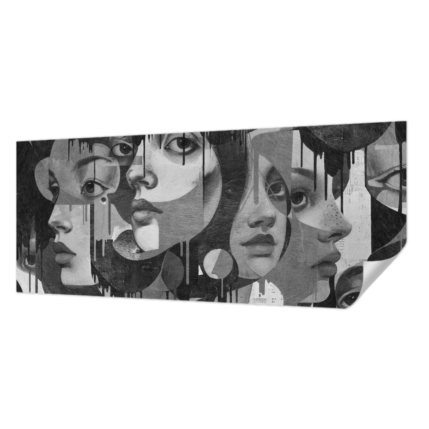 Papier peint photo panoramique Tulup 250x104 cm autocollant résistant aux taches motif visages
