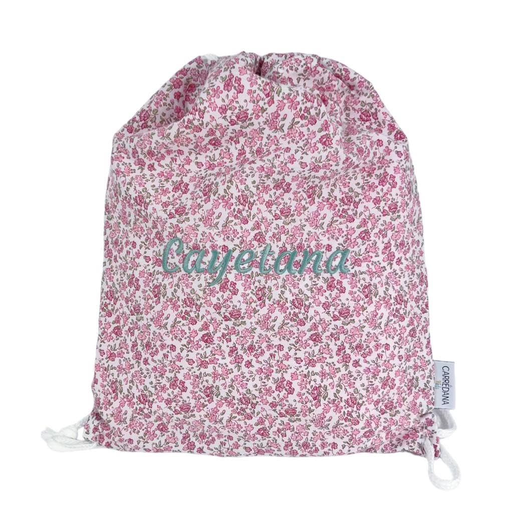 CARREDANA Mochila Infantil de tela con nombre bordado.Bolsas Escolares para la guarderia.Preescolar.