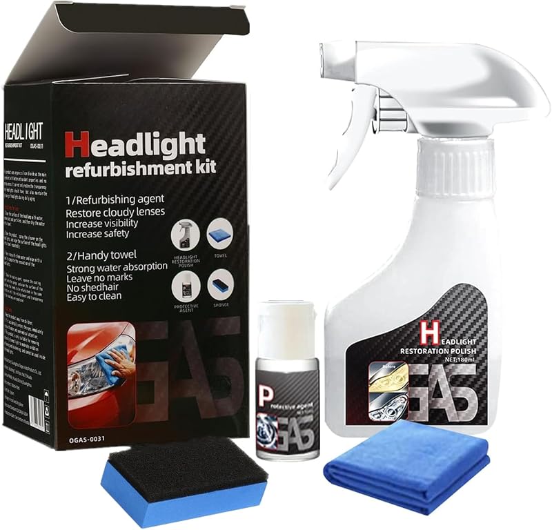 Kit de restauração de faróis LOYOTICE com limpador e restaurador – 180 mL