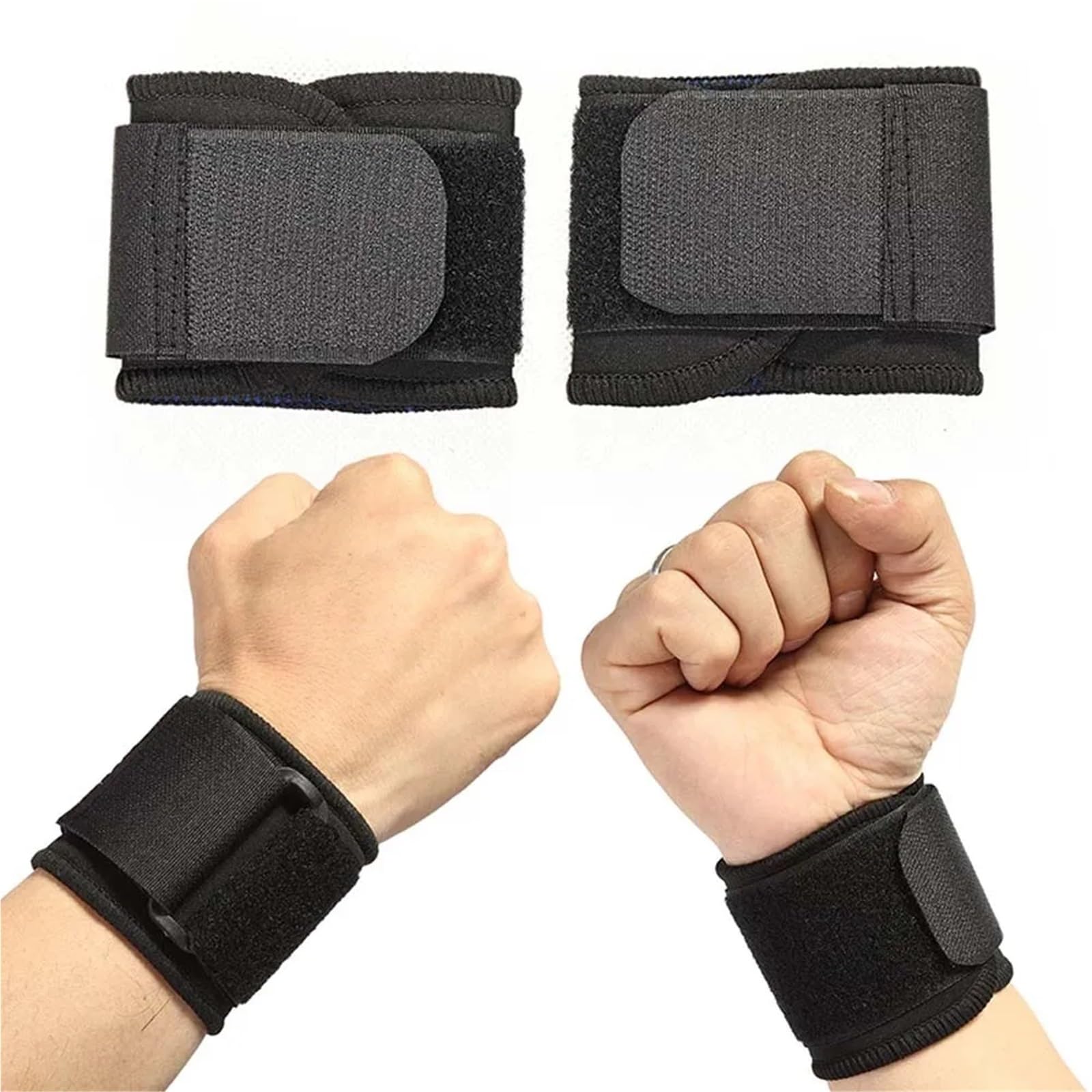 Bracciale da Polso, Fasce da Polso a Compressione, Confezione da 2, for Palestra, pallavolo, Nere e Blu, 40,5x7 cm(Blue)