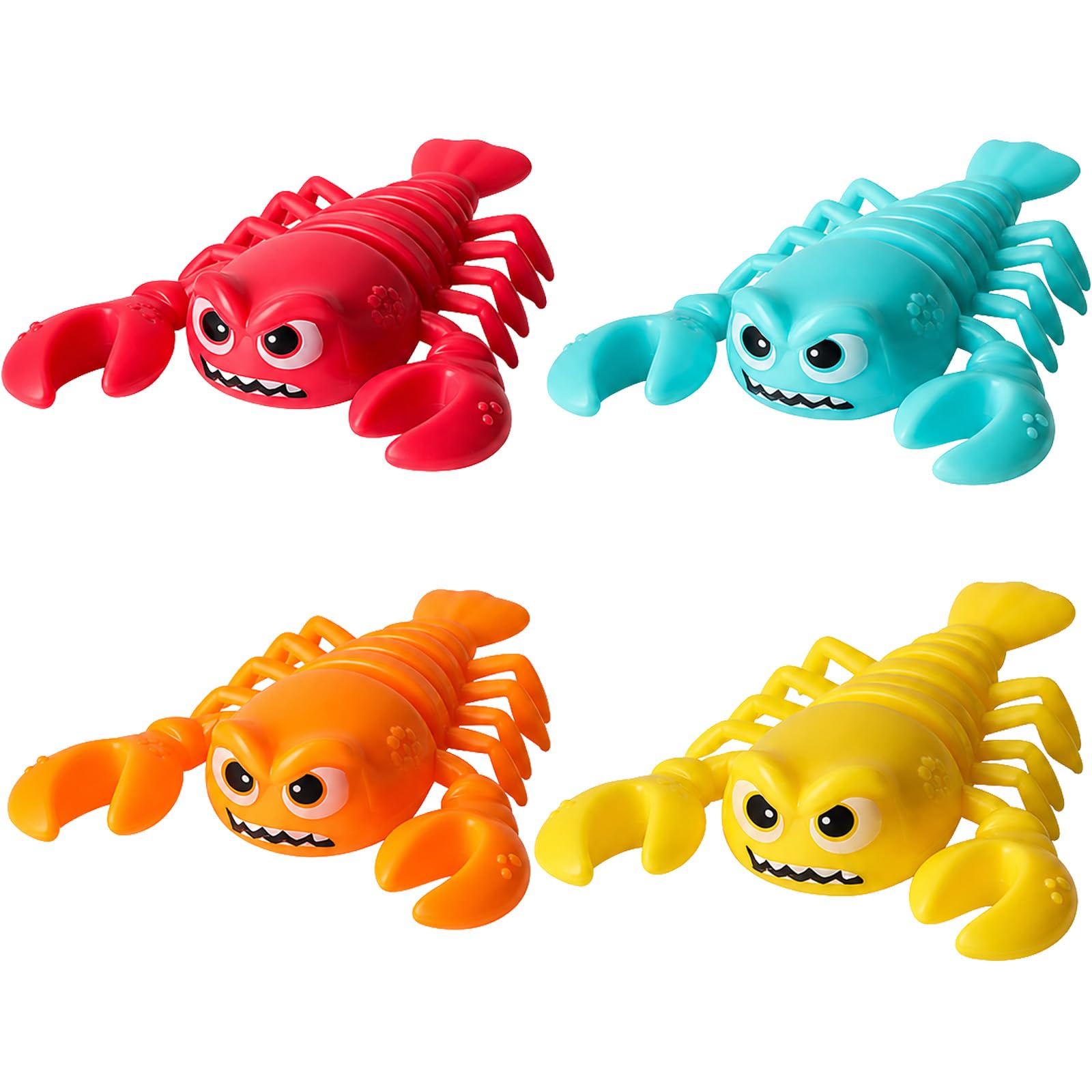 4 Pcs Lobster Bath Toys,Pool Game,Water Play Mini Lobster Figures for Bath Tub,Swimming Pool,Beach,Party Favours,Water Activity,Gift Bag Fillers,Summer Outdoor Games and Ocean Theme Decor Set