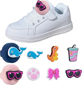 2 Pack Holder Compatible with Apple Airtag for Kids Kids Shoelaces with 6 Pcs Replaceable Characters - Easily Attach to Shoes or Collar Blue/Pink