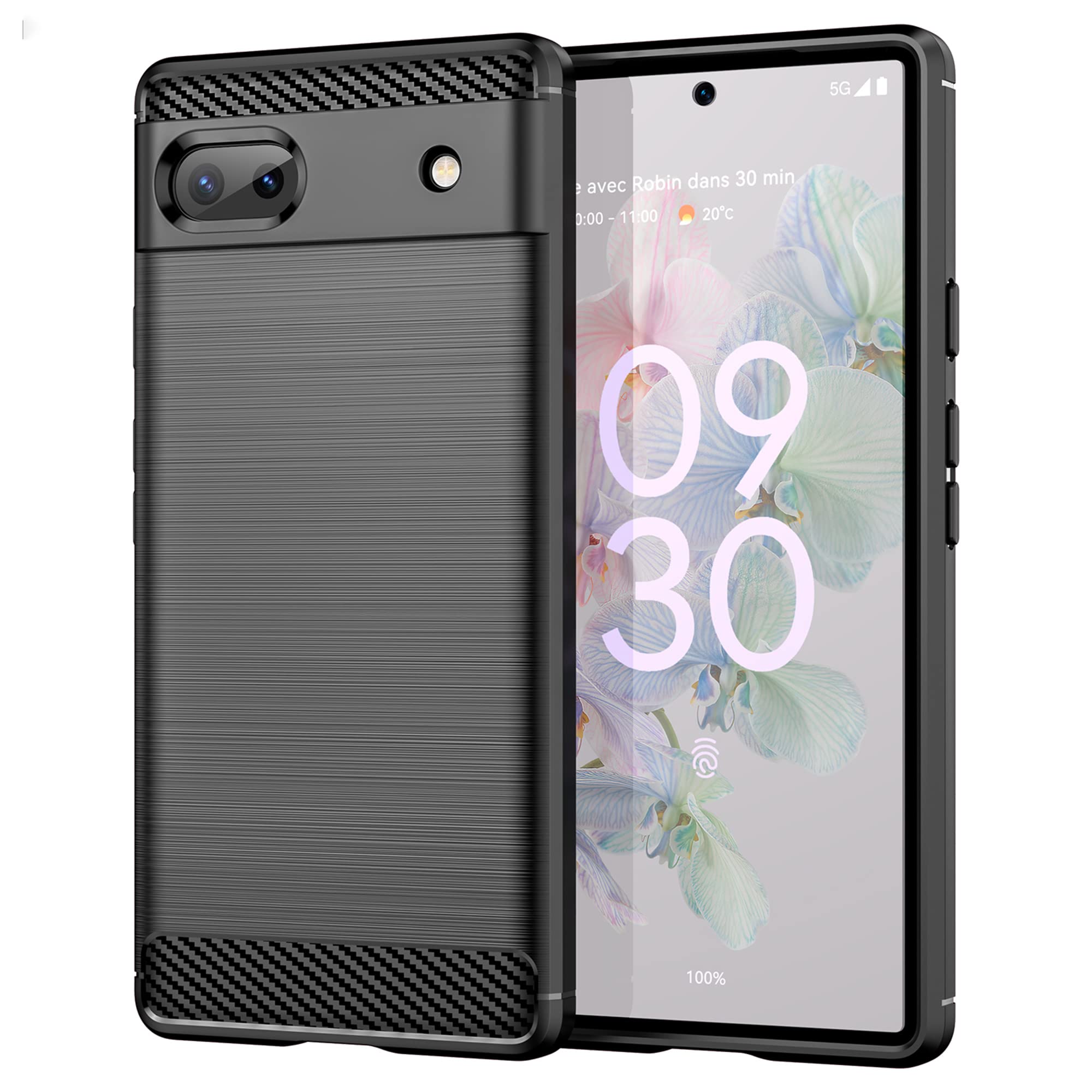 Custodia per Google Pixel 6, sottile cover posteriore trasparente 360, antiurto e antiurto, in silicone, per Google Pixel 6, colore: nero