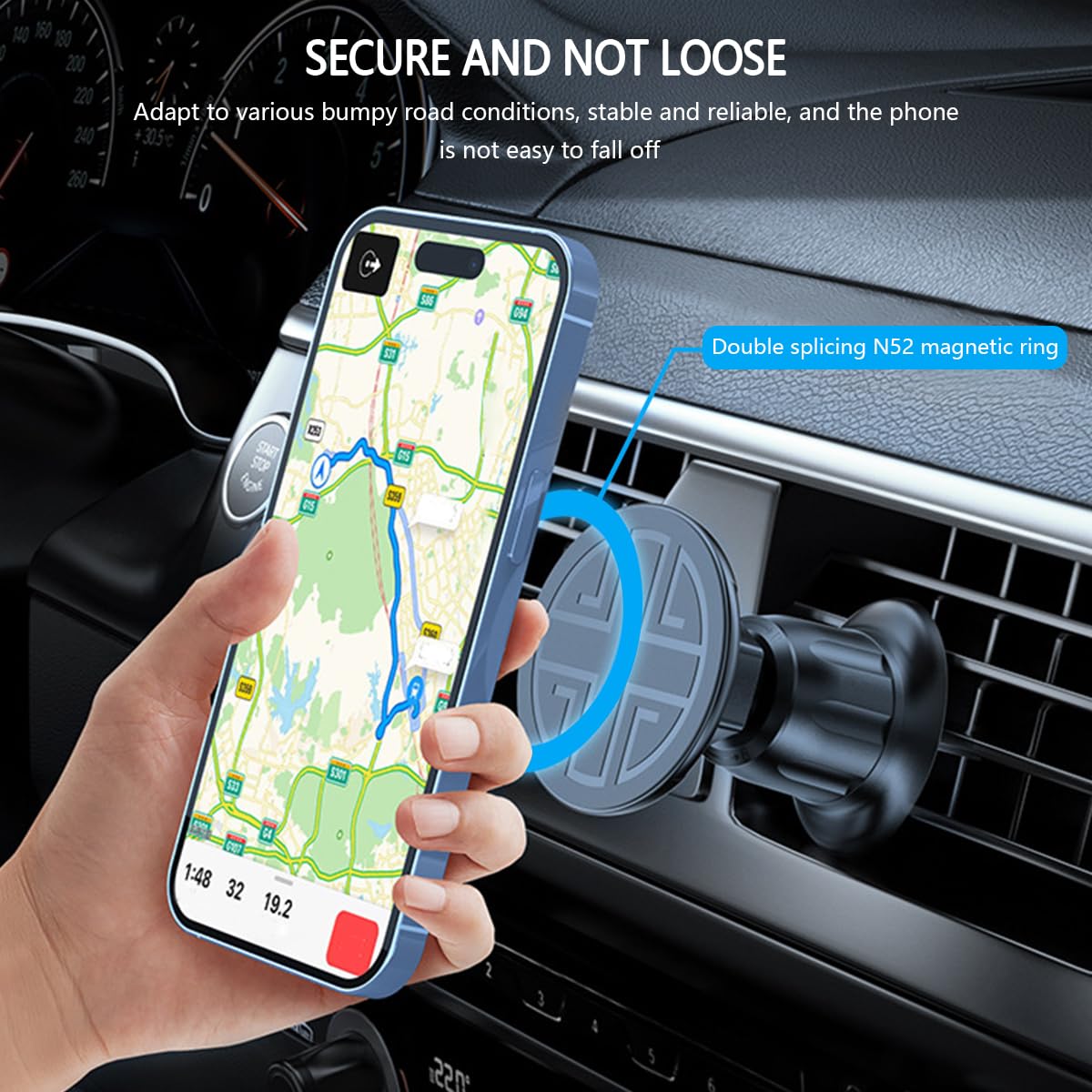 Mandark Soporte magnético para teléfono de coche, rotación de 360°, soporte para rejilla de ventilación automática, soporte para teléfono celular, accesorios universales para RV, SUV, camión
