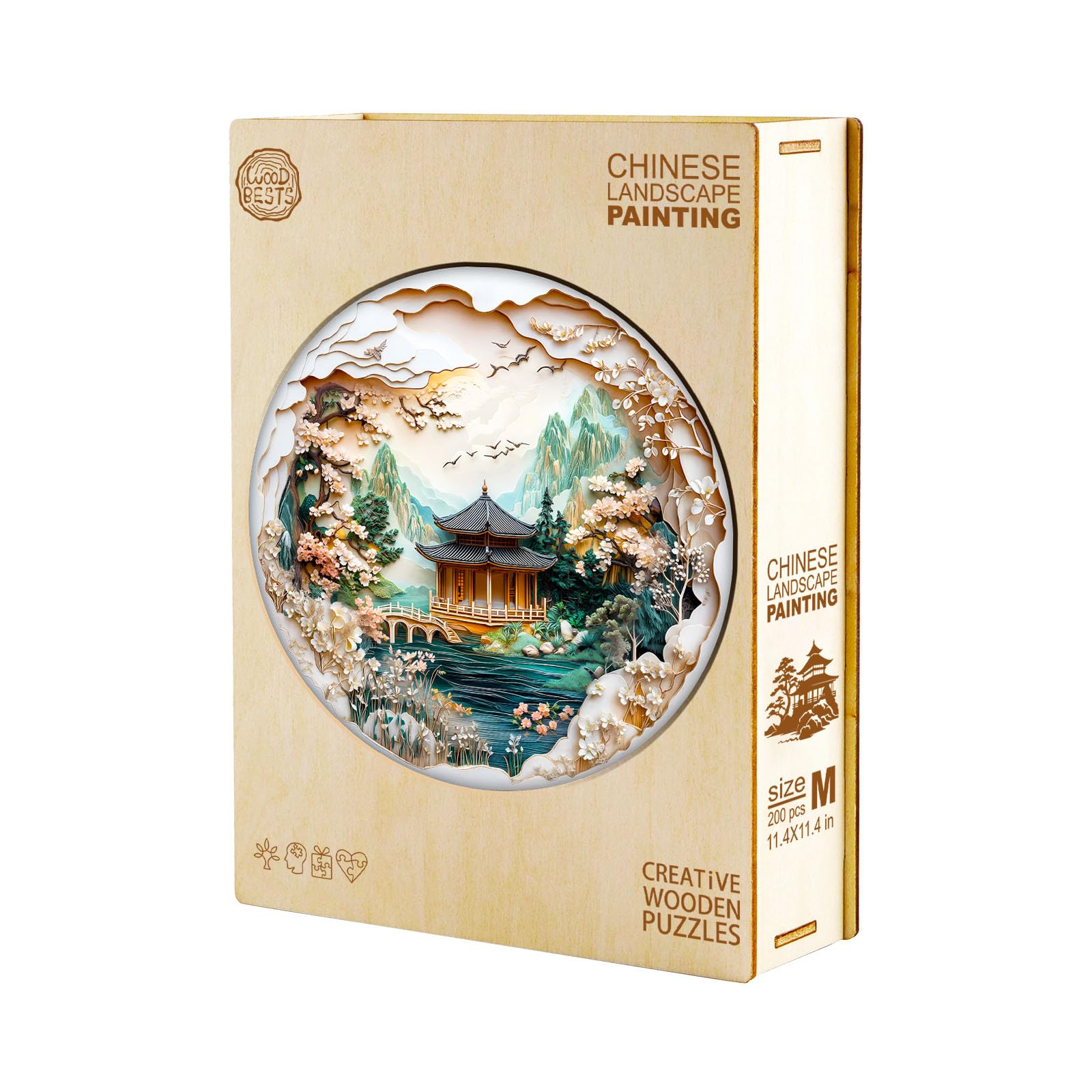Holzpuzzle Erwachsene, Chinesische Landschaftsmalerei Wooden Puzzle Unregelmäßige Einzigartige Form Puzzleteile, 15+ Erwachsene Holz Puzzle Mit Geschenkbox Aus Holz