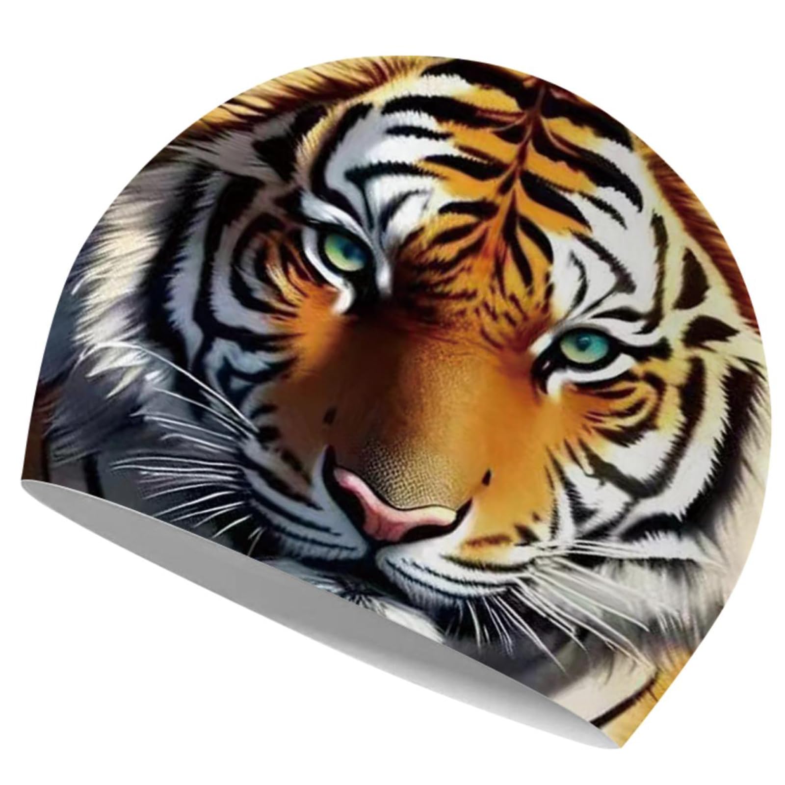 Silicone Swim Cap, Shuiqiuqian Colorful and Comfortable Swimming Cap for Women & Men, Waterproof for Training Pool & Beach, Assorted Colors Available (Tiger)