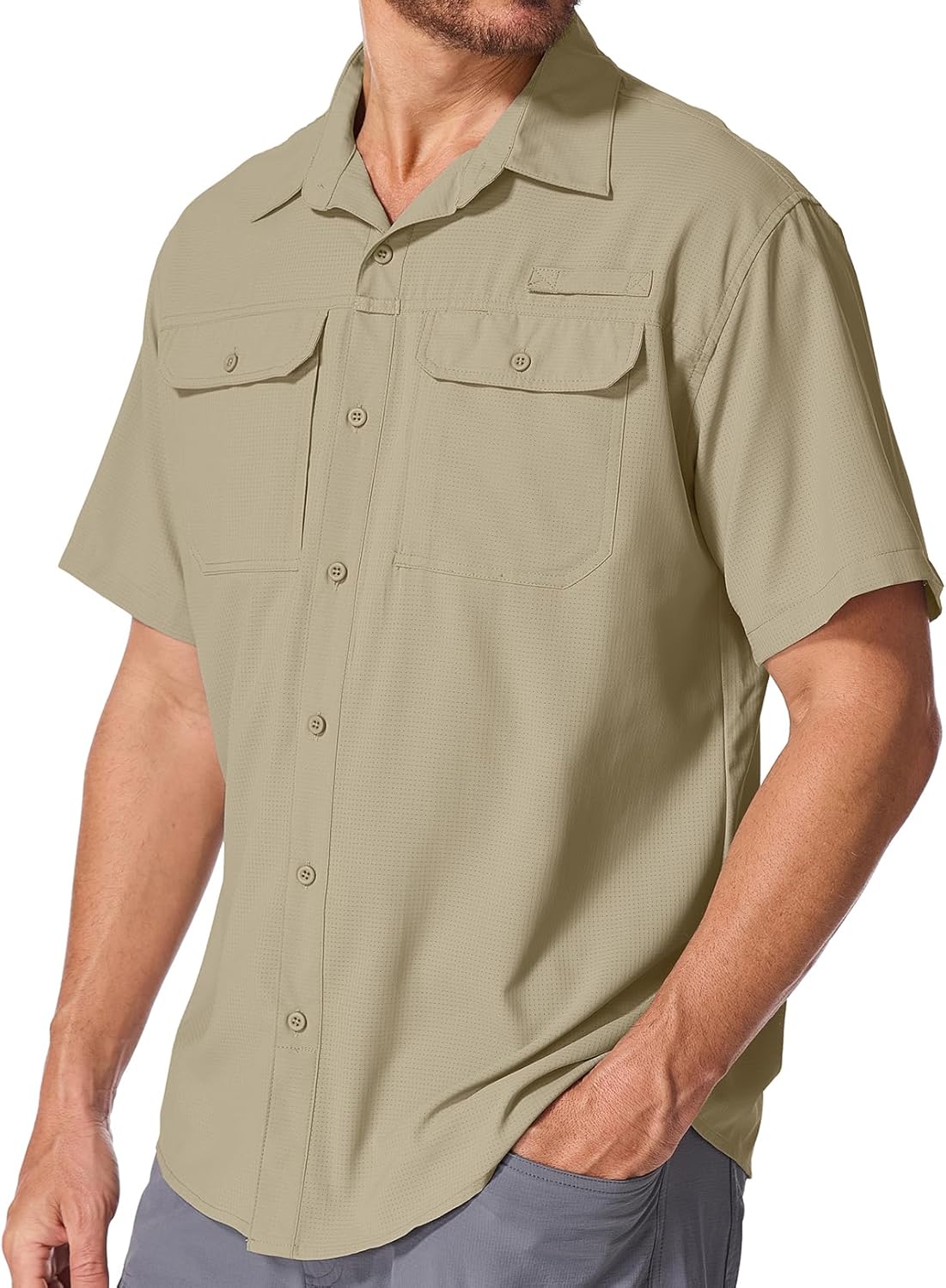 Men's Sun Protection Short Sleeve Safari Shirts Fishing Shirts Cooling Travel Work Shirts