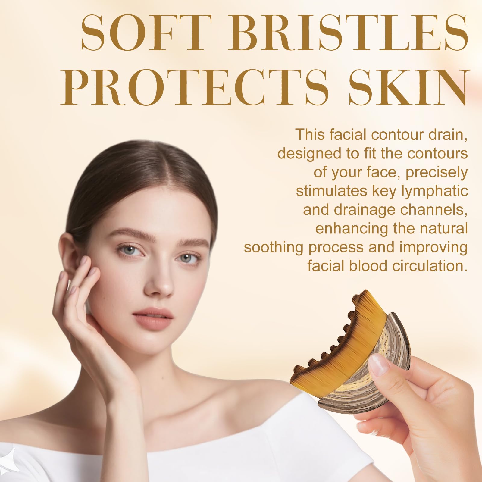 2 PCS Lymphatic Contour Face Brush, Dry Lymphatic Brush, Lymphatic Drainage Massager for Face, Ergonomically Designed to Fit The Skin Precisely and Relieve Fatigue