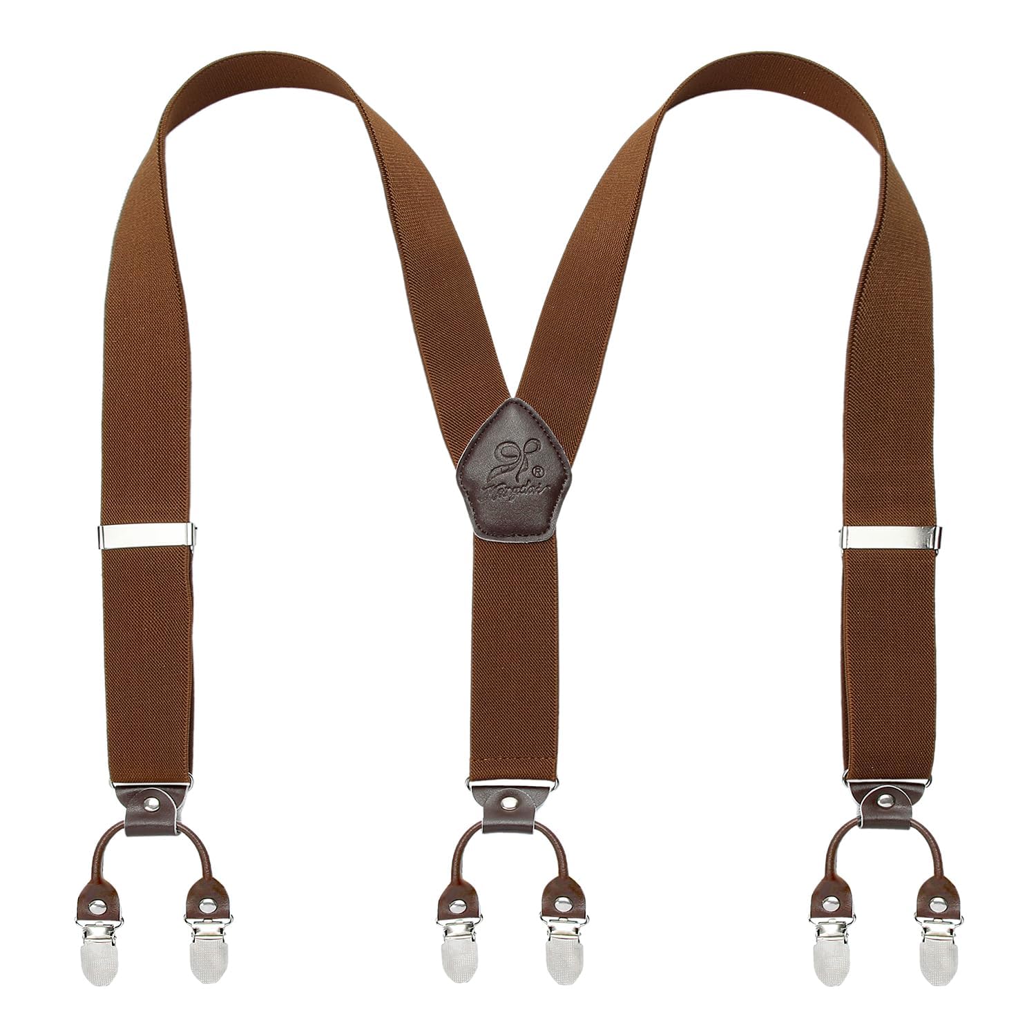 KANGDAI Rindsleder Hosenträger für Herren Breit Y Style 3.5 CM Mit Sehr 6 Starke Metall Clip Durable Elastic Verstellbare Hosenträger Geschenkbox für Herren und Damen