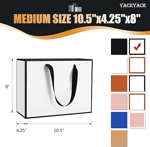 Miniatura 10 de Bolsas de regalo grandes a granel YACEYACE 10 piezas de 13 x 3.5 x 10 pulgadas, bolsas de regalo blancas con asas, bolsas de regalo resistentes con