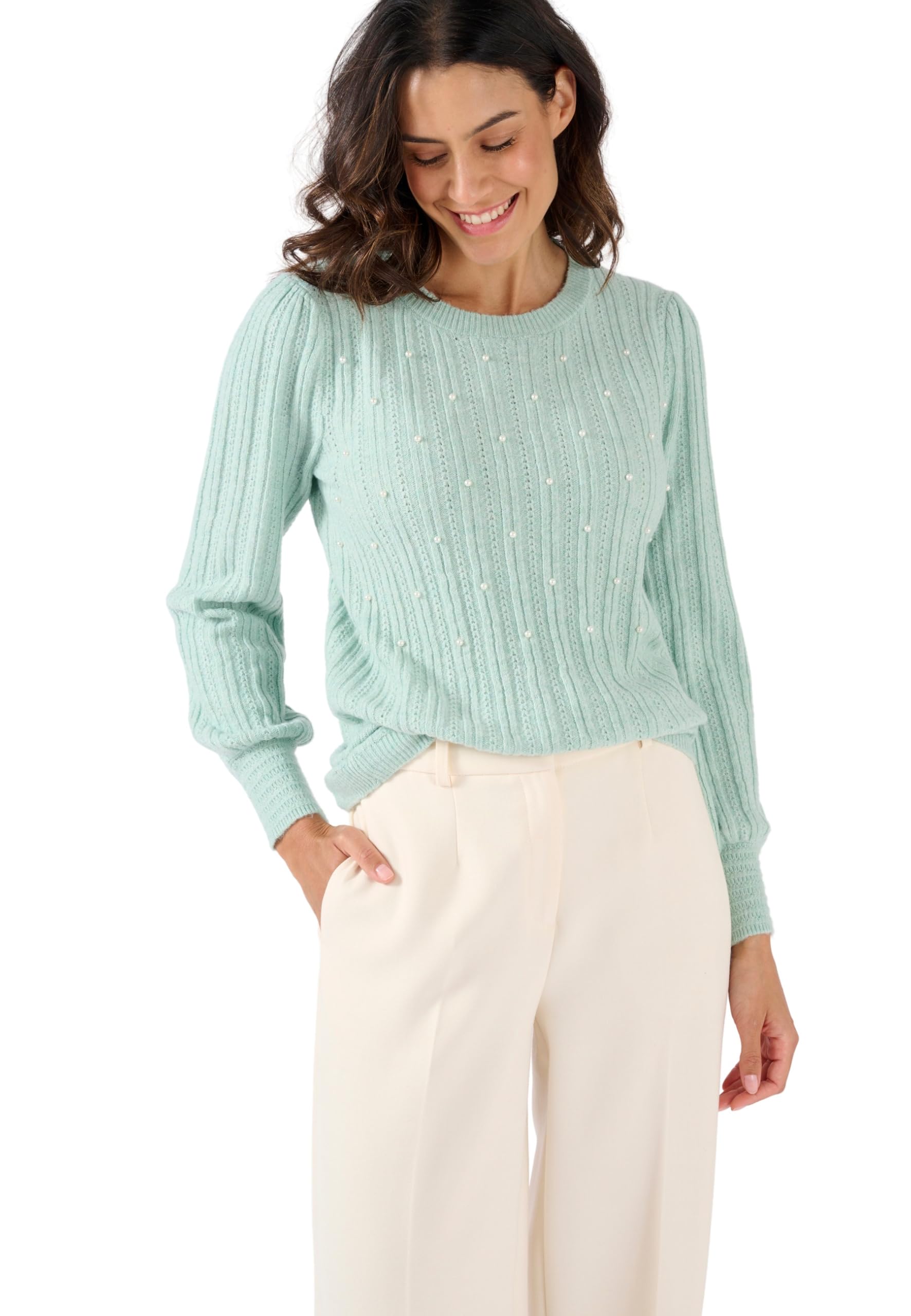 Damart - Pearl Detail Jumper, Soft Green, 22/24