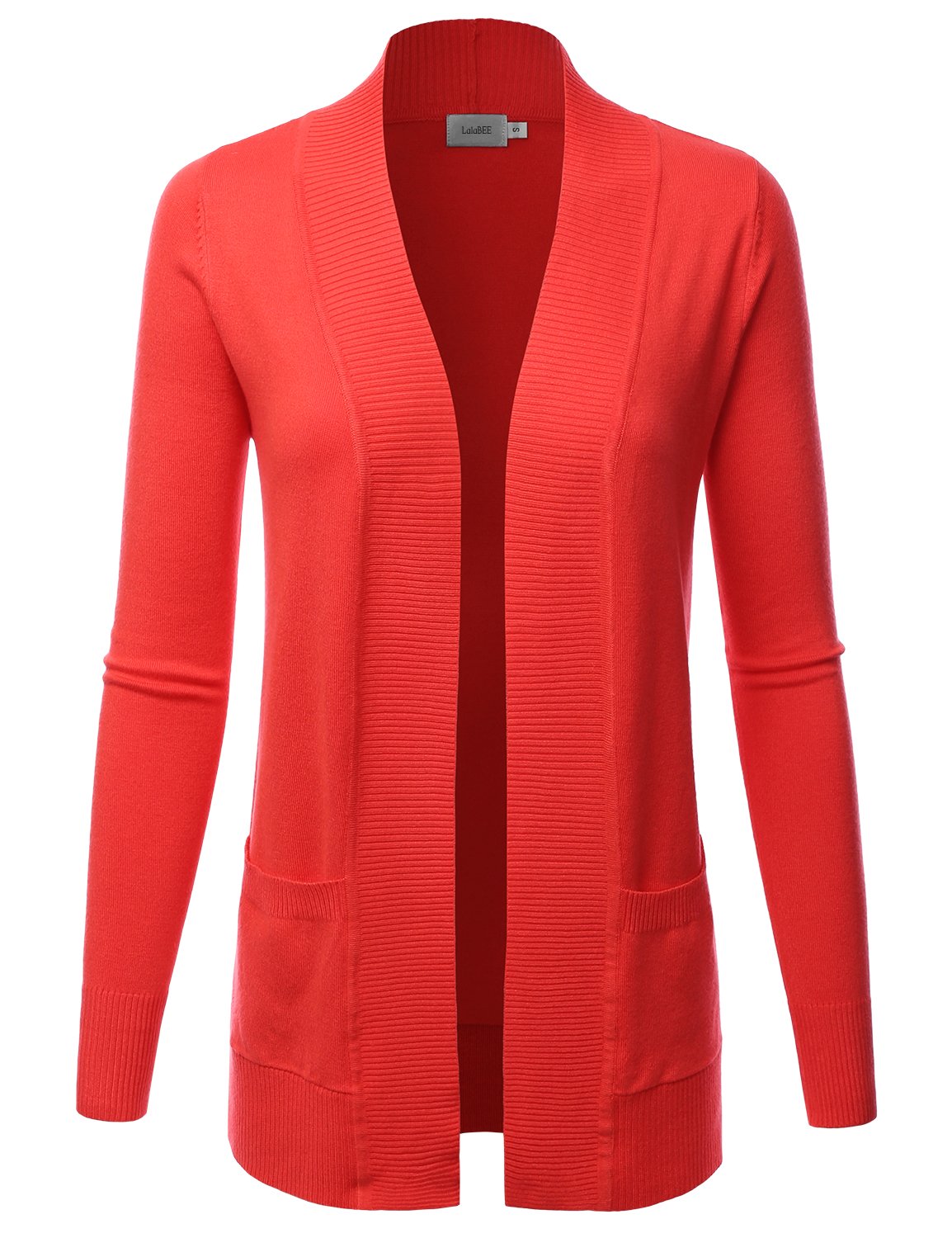 LALABEE Womens Open Front Pockets Knit Long Sleeve Sweater Cardigan S 3XL