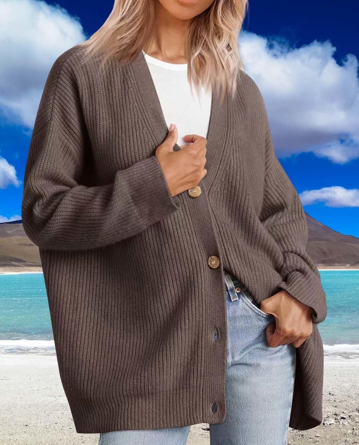 Womens Fall Fashion Oversized Lightweight Warm Knit Jacket Elevate Your Fashion Taste Work And Casual Wear - Image 4