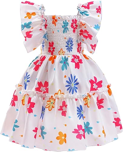 HNXDYY Little Girl Flower Ruffle Dress Foral Printed Princess Summer Party Beach
