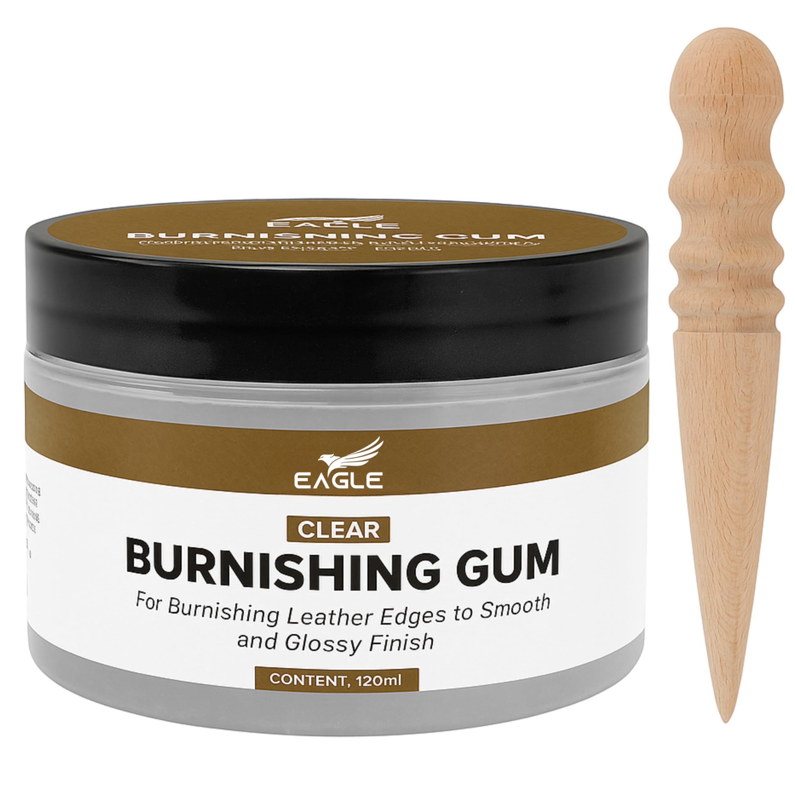 Leather Burnishing Gum Edge Finish Kit  Clear Leather Edge Sealer for Smooth Glossy  4oz with Wood Slicker