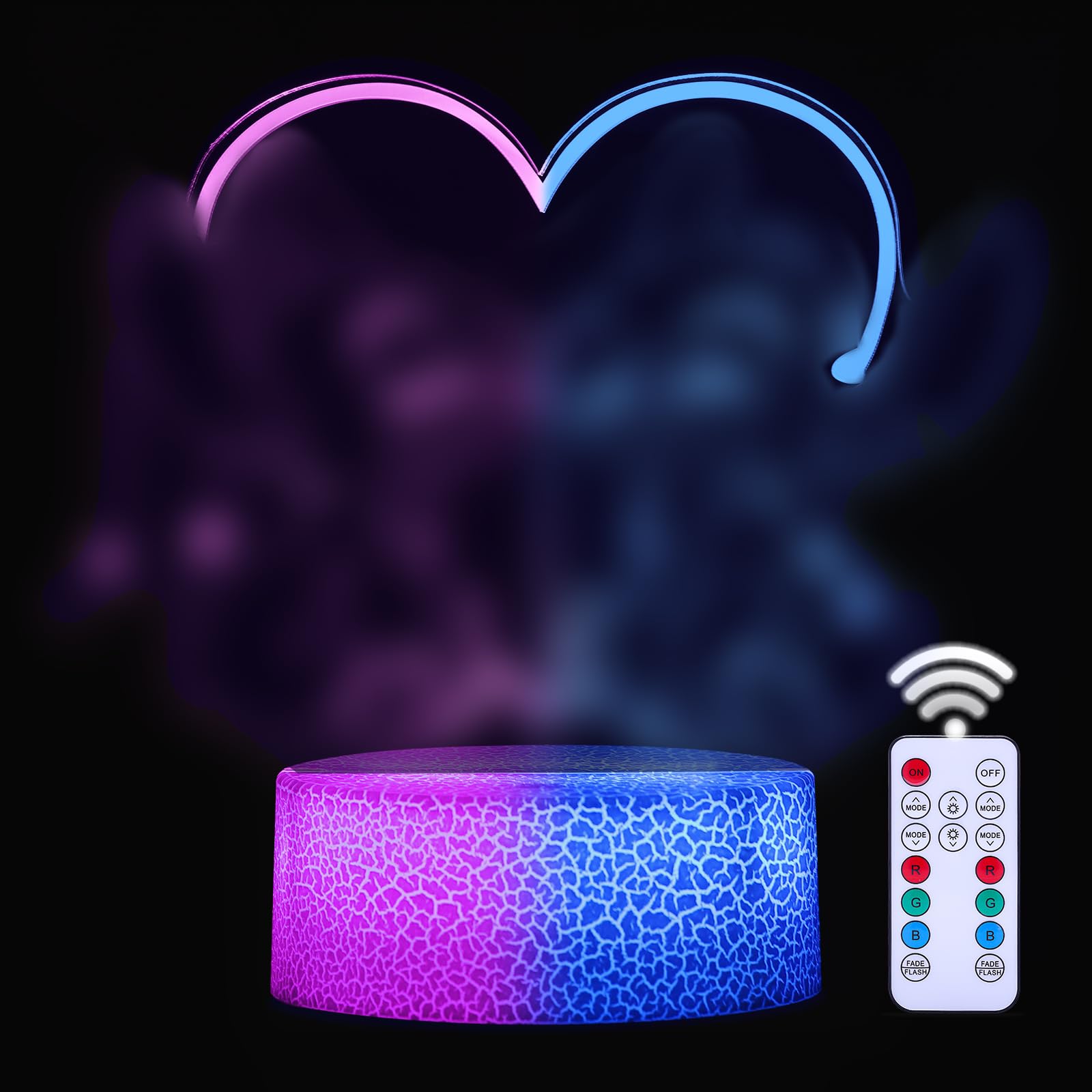 QQAAMZ Lampada Stitch -3D Led Acrylic Luce Notturna 16 Colori Tocco Con Telecomando,Luci Decorative Per La Stanza Dei Bambini,Regali Di Compleanno E Natale