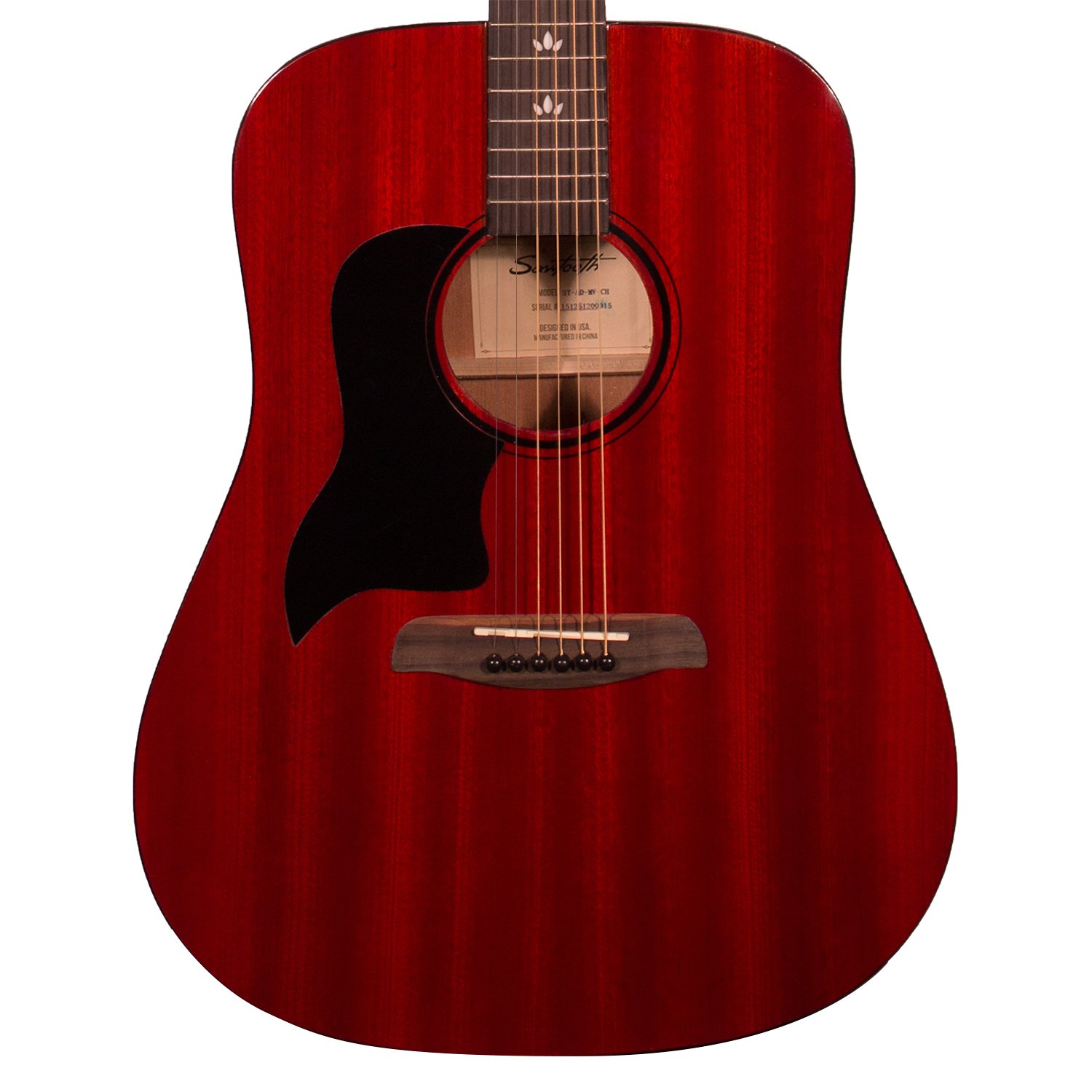 Sawtooth Left Handed Modern Vintage Dreadnought Acoustic Guitar, Trans Cherry Red