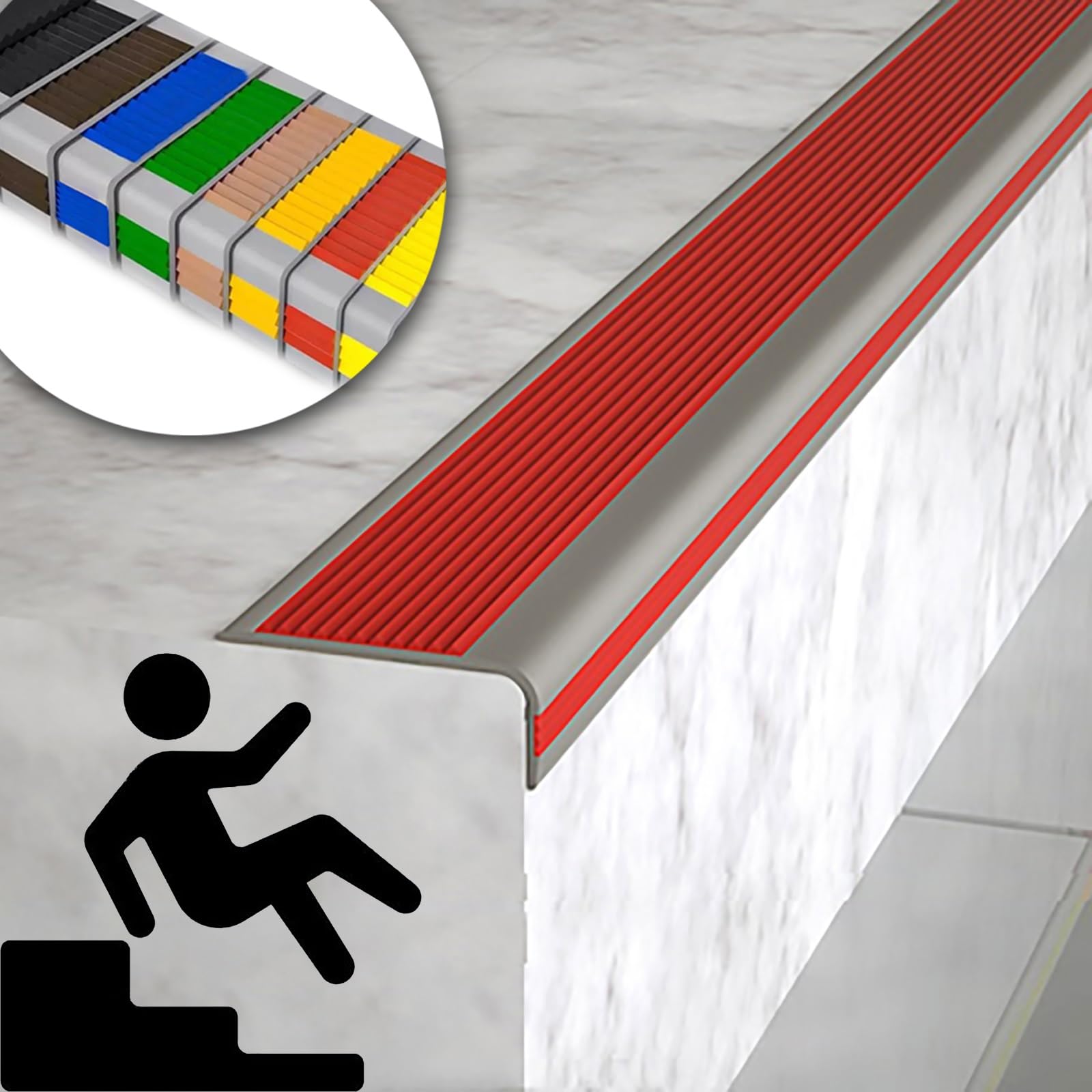 Non-Slip Step Edge Protector,Flexible Rubber Stair Edge Protector,indoor stair nosing Guard Strip,Self-Adhesive Stair Step Transition Strip,Safety Corner Edge Guard Strip,Fire retardant waterproof. (