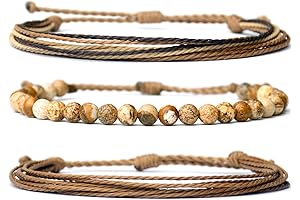 Pura Vida Style Bracelets for Women - with trio of Picture Jasper...