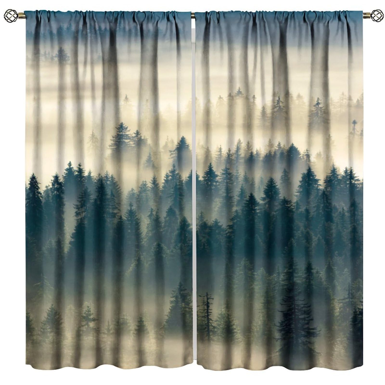 Rideaux occultants forêt naturelle paysage brumeux déco salon chambre 106x114