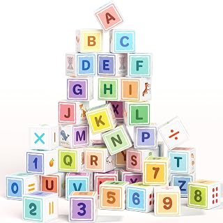 ASAGO Magnetic ABC 123 Building Blocks for Toddlers 1-3 - Colorful Sensory Magnet Cubes, Preschool Letters Numbers Animals Learning Toys